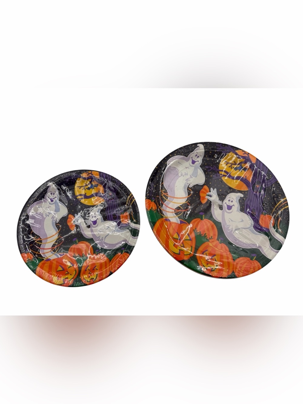 Vintage Halloween Party Paper Plates Pack of 8 9" Ghost Pumpkin Jack O Lantern.